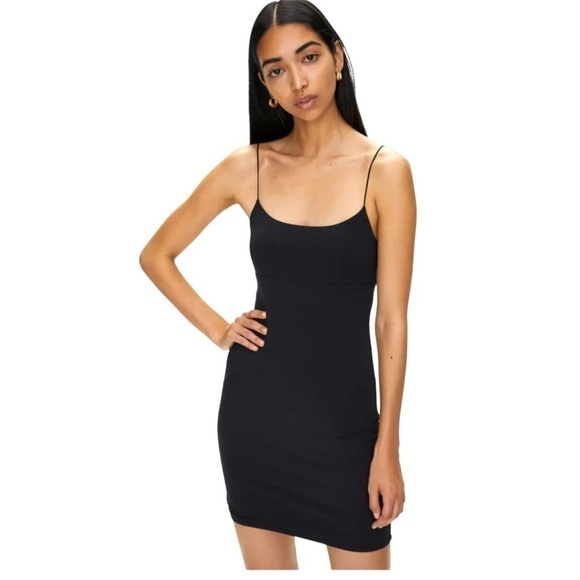 Aritzia Wilfred Free Tiny Black Bodycon Mini Dress Spaghetti Straps Lined - Picture 8 of 9